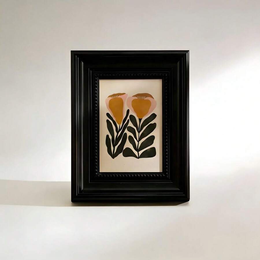 1pc 6-Inch High-Quality Black Wood Grain Texture Photo Frame, Classic Retro Elegant Frame, Exquisite Texture - 1PC - View 1