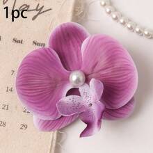 1/3pcs Artificial Spring/Summer Decorative Flowers (With Hair Clips), Faux Orchid Flower Headband With Pearl Decor, Suitable For DIY Crafts, Weddings, Desktop Decor Accessories, Corsages, Handmade Wedding Decorations, All Seasons - Multicolor - View 8