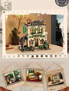 Vintage nostalgisches Straßenszenen Architektur Baustein Set, altmodisches modulares Bauenspielzeug, hilft Stress abzubauen und Angst zu reduzieren, kleines und exquisites Bausteinmodell, perfektes Geburtstagsgeschenk für Männer, ideal für Paarinteraktion und Puzzlespiele, auch ideal für Schlafzimmerdekoration und personalisierte Geschenke, ein einzigartiges Erwachsenenspielzeug, das Reizbarkeit lindern kann - Verschiedenfarbig - Übersicht 7