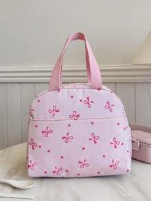 Túi đựng cơm trưa cách nhiệt di động, hộp cơm trưa, túi bento, túi giữ nhiệt đựng bữa tối, túi đựng cơm trưa hình trái cây dễ thương dày dặn dành cho học sinh, túi đựng cơm trưa hình trái tim thắt nơ. - Hồng - Xem 11