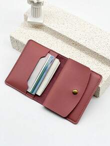 HOVI'S Fashion Ultra-Thin Simple Red Card Holder Daily Travel Portable Multifunctional Mini Card Wallet Coin Purse - Red - View 3