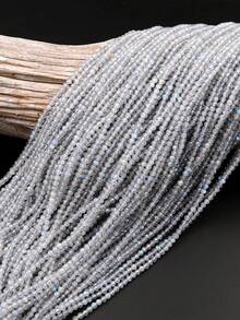 1 String AAA Grade Faceted Labradorite Round Loose Beads, 2mm, 3mm, 4mm Mini Rainbow Flash Gemstone, Charm For DIY Jewelry Making Bracelets And Necklaces, Natural Stone Crafts - Light Grey - View 9
