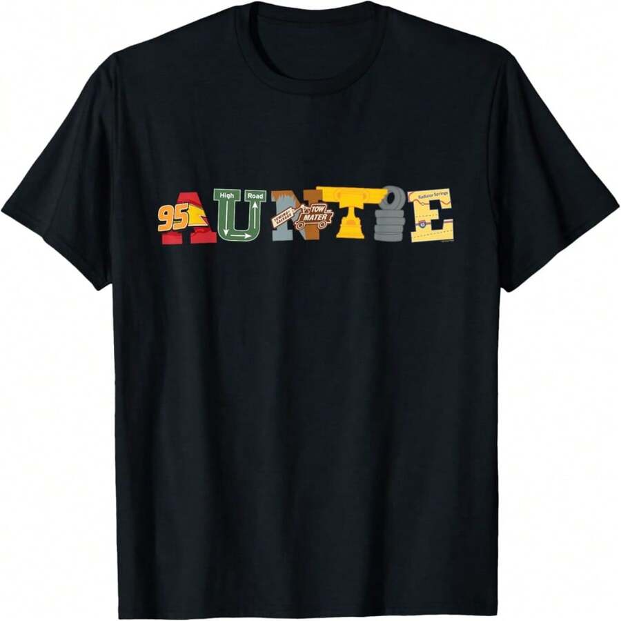 Disneybrand & Cars Auntie Birthday Family Disneybrand T T-Shirt - Đen 1 - Xem 1