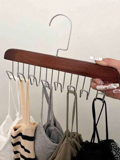 1 Stück multifunktionaler 8-Haken Holzkleiderbügel, 360° drehbar platzsparend, geeignet für BHs, Hemden, Unterwäsche, Hüte, Krawatten, ideal für Studentenwohnheim Schranklagerung, Geburtstag, Weihnachten, Lehrer, Valentinstag Haushaltsaufbewahrungswerkzeug
