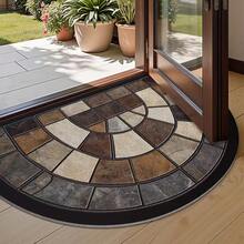 1pc Semicircular Doormat With Stone Brick Pattern, Doormat, Small Rug, Welcome Mat, Carpet, Floor Mat, Outdoor Doormat, Kitchen Rug, Home Decor, Front Door Mat, Area Small Rug, Outdoor Mat, Home Decor, Area Rug, Garden Rug, Washable Carpet - Multicolor - View 2