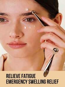 Lancôme 兰蔻臻萃黄金眼部按摩器：黄金眼部按摩珠，金属滚轮工具，舒缓眼部和面部肌肤，抗衰老和消肿，可重复使用的美容仪，适用于日常护肤和化妆 - 金色 - 查看 3