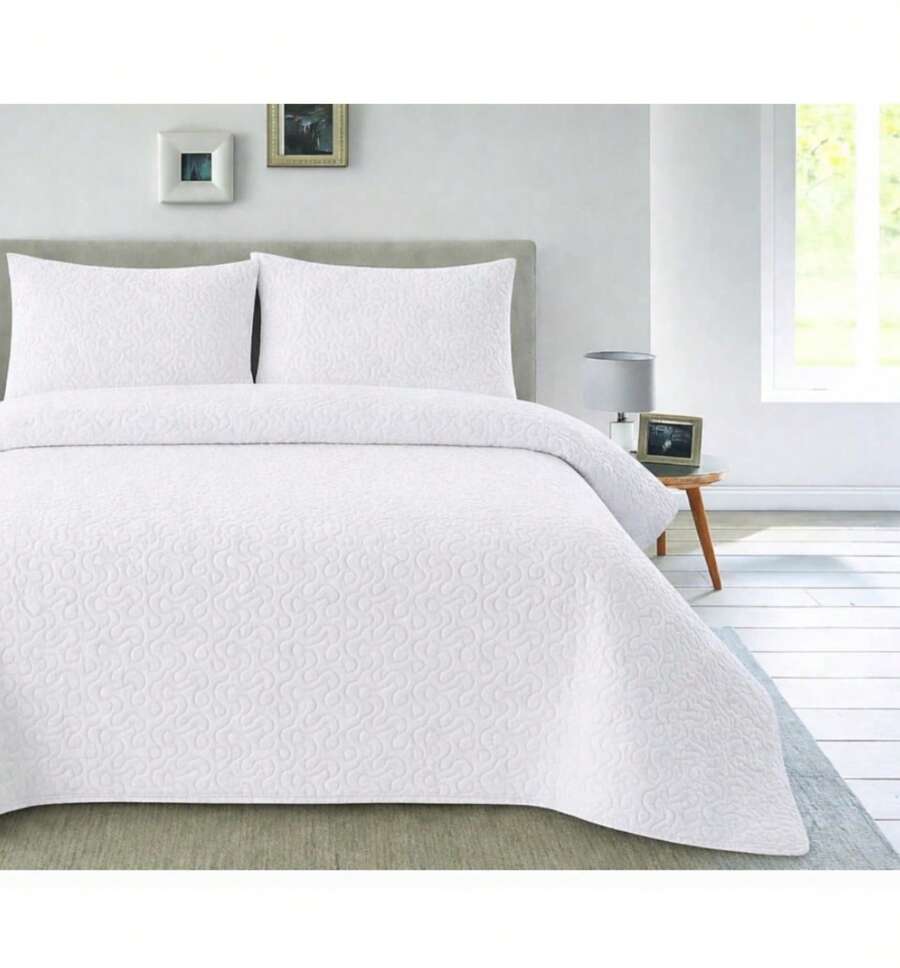 Quilted Bedspread + 2 Pillowcases, Printed For Spring, Summer, Autumn And Winter. 100% Microfiber, 150 X 150 Cm. - Design-5 - View 1