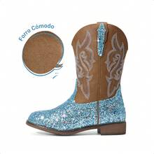 Botas Vaqueras con Purpurina para Niñas para Fiesta y Disfraces - Tallas Bebé Niña Pequeña y Grande - Azul - Ver 9