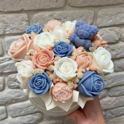 4pcs Silicone Mold Set - Rose Flower + Heart Shaped Bear Silicone Mold, Thoughtful Gift For Girlfriend, Kids, Family, Candle Mold, Soap Mold, Clay Mold, DIY - Easter Gift, Valentine's Day, Birthday, Home Decor