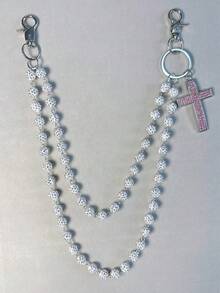 十字水钻裤链、龙虾扣腰链、钱包链、复古链、双层链、嘻哈朋克风、牛仔裤链、口袋链、男士钥匙扣、多元素裤链 - 彩色 - 查看 5