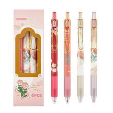 4支/套 玫瑰蝴蝶东方风情高品质中性笔，卡通美观可伸缩顺滑书写笔，适合学生，创意礼品文具 - 套裝 - 查看 10