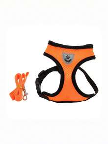 Bộ dây dắt và đai cho chó phản quang thoáng khí, áo vest lưới mềm có thể điều chỉnh, phù hợp cho chó nhỏ, màu hồng. - Hồng - Xem 17