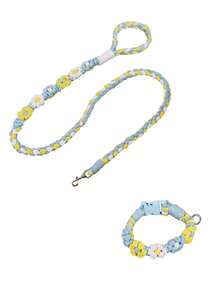 2Pcs Dog Leash & Collar Set, Cute Flower/Basic Style Braided Cotton Pet Leash With Matching Collar, 1.5m Long For Small Medium Dogs - Multicolor - View 19