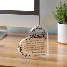 1 Acrylic Gift For Spanish-Speaking Grandpa – Father's Day Gift Acrylic Heart Board, Grandpa Memory Note Paper, Spanish Grandpa Gift, Granddaughter Christmas Gift - 1PC - View 2