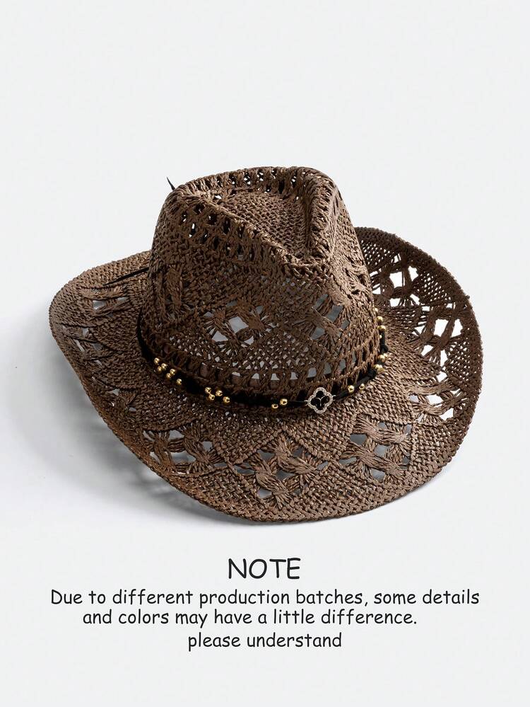 1 chiếc mũ chống nắng thoáng khí, trang trí đá Zirconia, kiểu dáng cao bồi miền Tây thời trang unisex, thích hợp cho bãi biển, kỳ nghỉ và bảo vệ da khỏi ánh nắng mặt trời hàng ngày. - B - Xem 19
