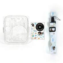 1 pieza Mini 11 Juego de accesorios para cámara, incluye estuche protector de cristal transparente con brillo, bolsillo para fotos, correa ajustable y juego de pegatinas lindas, paquete combo 3 en 1 - Ver 9