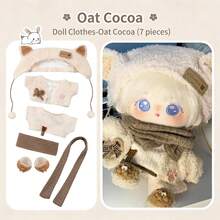 1 pieza [solo ropa] Vestido de muñeca de algodón de 20 cm, falda de vestir diario de muñeca de peluche de 20 cm, ropa de personaje de anime unisex, muñeca de peluche suave, regalo asequible y lindo para niñas - Multicolor - Ver 3