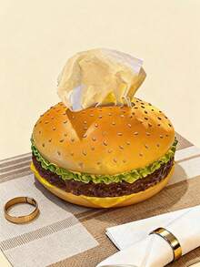 POKOJA LAND Caja de pañuelos con diseño de hamburguesa, caja de pañuelos creativa, caja de toallas de papel para la sala de estar, caja de pañuelos para el hogar, decoración divertida, caja de pañuelos para el baño del hogar, organizador de baño, decoración de otoño, de vuelta a la escuela - Multicolor - Ver 1