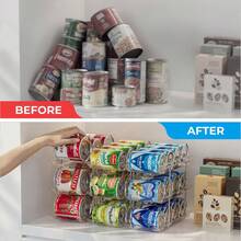 Can Organizer For Pantry, Stacking Can Storage Organizer Pantry, Automatic Can Rack For Fridge, 3Tire 3 Columns Can Holder For 36 Cans, Canned Goods Organizer Suitable For Cabinet Pantry Countertop. - View 6