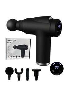YTWO 99-Level Fascia Gun Muscle Massager, Massage Vibrator, Back Massage, With LCD Display, Deep Tissue Muscle Handheld Percussion Massager, Suitable For Body, Back And Neck Pain, Ultra-Compact Elegant Design, High Torque Drive, Father's Day Gift, Friend's Gift - Black - View 11