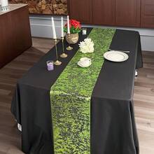 绿色金属金箔桌旗，可重复使用的餐桌装饰，适用于餐厅、婚礼、新娘送礼会、派对、圣诞节家居餐桌装饰 - 綠色 - 查看 5