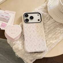 GUCADI Magnetic Rhombus Floral + Rhombus Floral Magnetic Stand High-Quality Apple 17 Phone Case, Suitable For 16 Pro, 15 French Pink Floral, 14 Matte, 13 Hard Shell. Artistic, Fairy-Like, Girly, Artistic Atmosphere, Fresh, Niche, Light Luxury, Ins Style - 粉色 - 查看 5