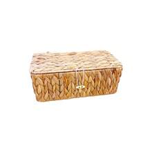 Cesta de almacenamiento tejida de estilo rústico - Organizador de dormitorio, cesto tejido de hierba de calabaza, cesta de almacenamiento plegable - 30*15*12 cm - Ver 4