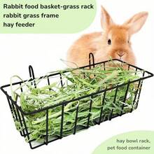 Metal Rabbit Feeder Basket With Hay Rack, Grid Design - Elevated Hay Rack For Small Pets, Durable Cage With Leak-Proof Design For Easy Cleaning, Pet Feeding Station | Cylindrical Wire Frame | Sturdy And Durable Structure, Rabbit Feeder - View 2
