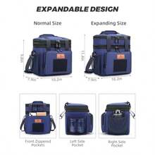 Expandable Lar Ical Lunch Box For Adul Dule Inted Lunch Bag With Houlder Trap Cooler Bag For Men Wen Work Outdoor  Trip Blue - 藍 - 查看 2