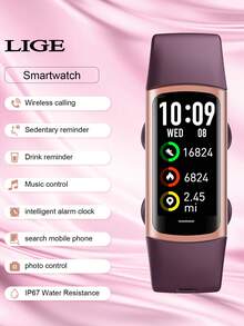 LIGE Nueva Pulsera Inteligente: Resistente a Salpicaduras, Seguimiento Deportivo, Pronóstico del Tiempo, Reproducción de Música, Recordatorio de Llamadas, Temporizador de Fotos - Reloj Inteligente Multifuncional Unisex - Ver 2