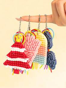 1pc Cute Soft Cloud Shaped Relaxing Interesting Hanging Decor, Car Key Chain, Bag Charm Key Chain Accessory, Finger Pressure Key Ring, Calming Key Chain, Birthday/Holiday Gift For Friends And Family - Multicolor - View 3