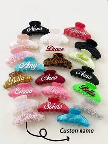 Pinza de pelo de acetato con nombre personalizado para mujeres, pinza de pelo grande personalizada para cabello grueso y fino, pasadores de pelo de acrílico personalizados como regalo para dama de honor, regalo de cumpleaños - Multicolor - Ver 9