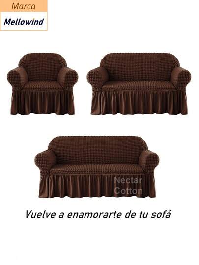 MELLOWIND Funda de sofá de tela elástica 3D con diseño de burbujas, falda decorativa, lavable, con buena elasticidad, fácil de instalar, suave al tacto y resistente a la suciedad. Ideal para salones, dormitorios, oficinas, entre otros espacios. Especialmente adecuada para lugares con mascotas como gatos y perros. Disponible en varias tallas.