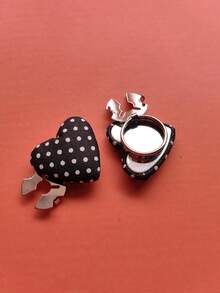 1pc/2pcs Elegant Heart-Shaped Geometric Button Decor, Shirt Button Cover Clip-On Button Ornament, Fashion Crystal Cufflinks Suitable For Tuxedo And Wedding Dress Decoration - Black - View 3