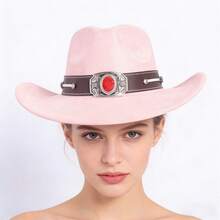 Suede Cowgirl Hat - Adjustable For Men And Women - Shapeable - High-End Material - 粉紅色 - 查看 3