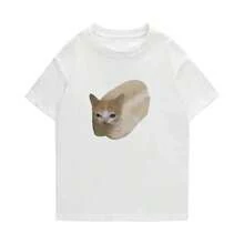 VintageSporty Fun-Shirt Oversized Summer Men Women Niche Bread Print Shirt Leisure Hop Short Sleeve Tops Tees S-6XLsummer Tops - White - View 2