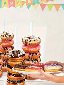 Giá trưng bày bánh donut bằng acrylic - Giá để bánh donut, bánh mì tròn và các món tráng miệng nhiều tầng - Hoàn hảo cho các bữa tiệc, Giáng sinh, sinh nhật và năm mới, giá đựng bánh donut bằng acrylic trong suốt với đế chắc chắn - Giá trưng bày bánh donut xếp chồng được, chịu lực tốt. - Nhiều màu - Xem 12
