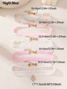 5pcs/Set Girls' Satin Ribbon Flower Necklace Jewelry Set - Pink - View 4