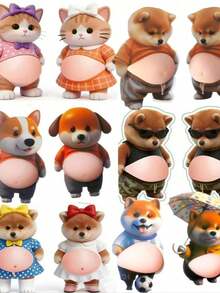 Hình dán mèo 3D dễ thương với bụng mềm mại, hình dán trang trí ốp điện thoại hình chó Corgi, hình dán động vật cho sổ tay, hình dán thiết kế bụng mềm mại, quà tặng. - Nhiều màu - Xem 2