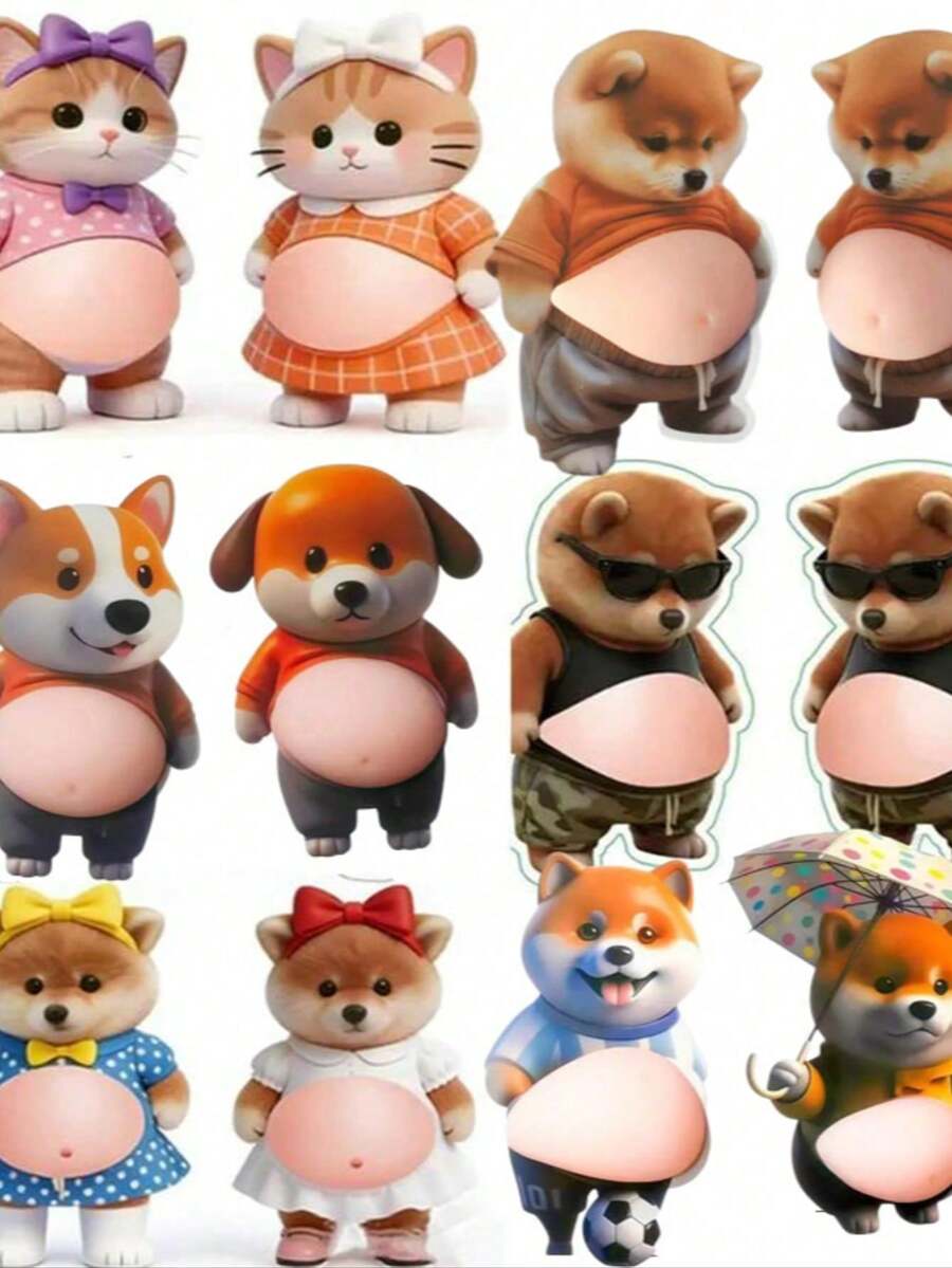 Hình dán mèo 3D dễ thương với bụng mềm mại, hình dán trang trí ốp điện thoại hình chó Corgi, hình dán động vật cho sổ tay, hình dán thiết kế bụng mềm mại, quà tặng.