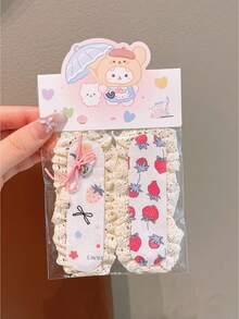 2pcs Teen Girls Fresh Floral Print Magic Hair Stickers, All-Match Bangs Fixing Hair Accessories - Multicolor - View 7