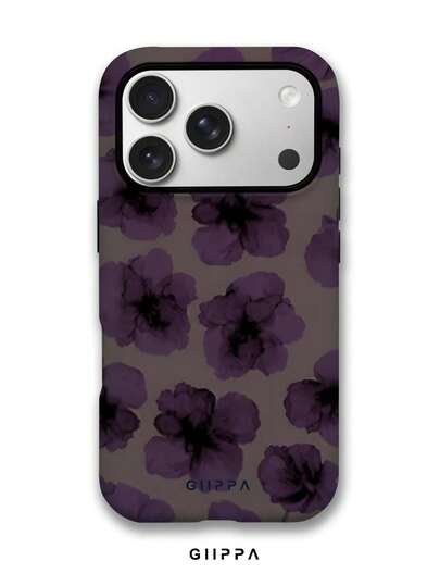 GIIPPA 1 Piece Dark Brown Base With Watercolor Purple Floral Shape Phone 17 Pro Max Case, Compatible With IPhone 16 Pro Max, 15 Pro Max, 14 Pro Max, Korean Stylish And Interesting Phone Case, Also Fits 11/12/13/14/15/45 Pro Max Plus, Elegant Design Suitable For Both Men And Women, Ideal Gift For Girlfriend On Christmas, Valentine's Day, Easter, Wedding Season And Birthday