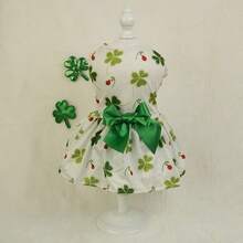 Đầm lễ hội Ireland cho chó, quần áo thú cưng mới, nơ hình cỏ ba lá, màu xanh lá cây, phù hợp cho trang phục hàng ngày, sử dụng trong nhiều dịp. - Nhiều màu - Xem 4