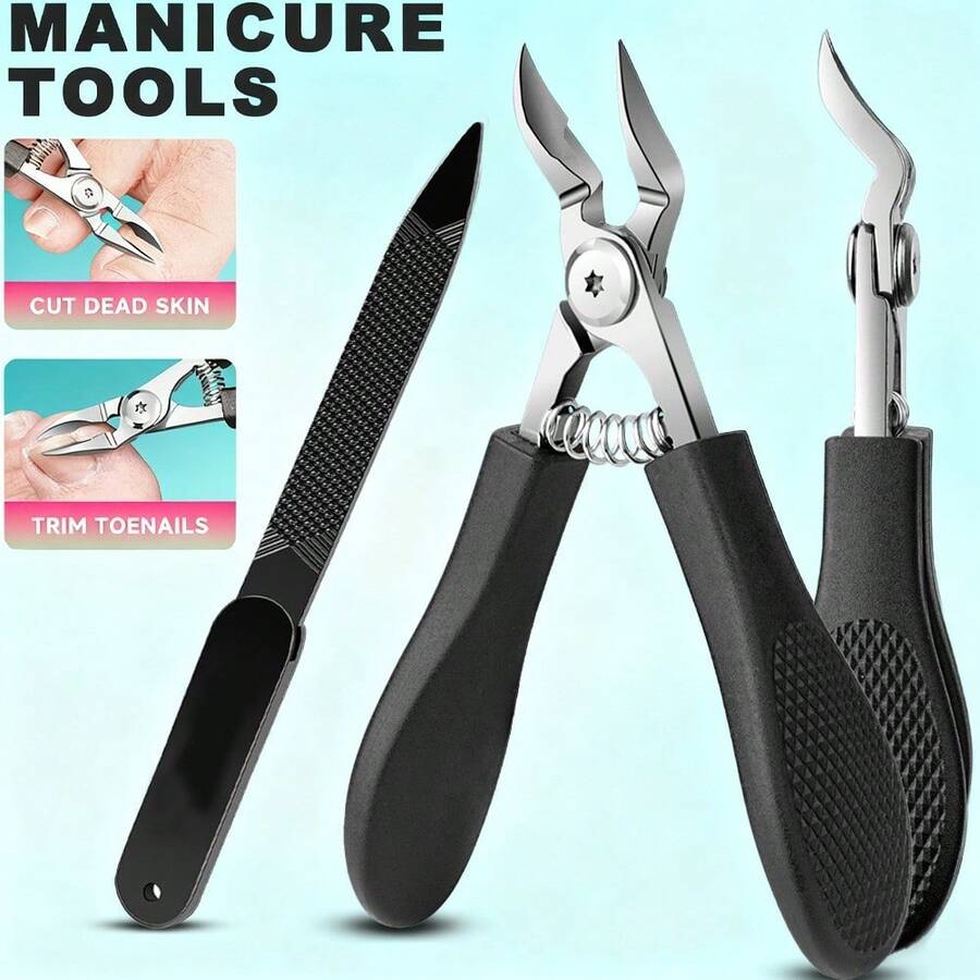 2 Stücke professioneller Nagelknipser-Set, speziell für das Trimmen von dicken Nägeln entwickelt, scharfe und schräg gebogene Zehennagel-Knipser. Geeignet für ältere Menschen mit einwärts wachsenden Nägeln, Fingernagel-Knipser, Nagelknipser mit langem Griff, Nagelknipser und Nageltrimmwerkzeuge zum Entfernen von Hornhaut und Dornen. Unerlässlich für die Nagelpflege - Nagelwerkzeuge - Übersicht 1