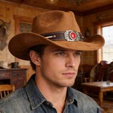 Suede Cowgirl Hat - Adjustable For Men And Women - Shapeable - High-End Material - 淺棕色 - 查看 6