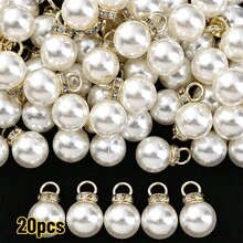 Classic 8/10/12/14/16mm White Pearl Pendant 10/20pcs Round Loose Pearl Beads With Rhinestone Faux Pearl Charms For Jewelry Making - Pearl Pendant - View 16