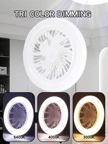 30瓦可调光LED吸顶风扇灯，带遥控器，现代嵌入式卧室风扇，3000K-6400K可调色温，静音直流电机，3档风速，定时器，可壁挂安装 - 无需电池 - 均碼 - 查看 5