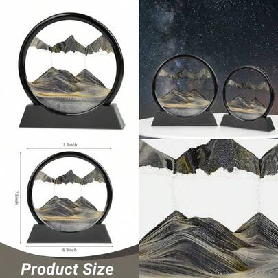 Movg Sand Art 3D Liquid Motion Deep Sea Sandscape Color Quicksand Decor Round Glass Flowg Circle Sand Art Sandscapes Picture Relaxg Desktop Home Office Work Decor