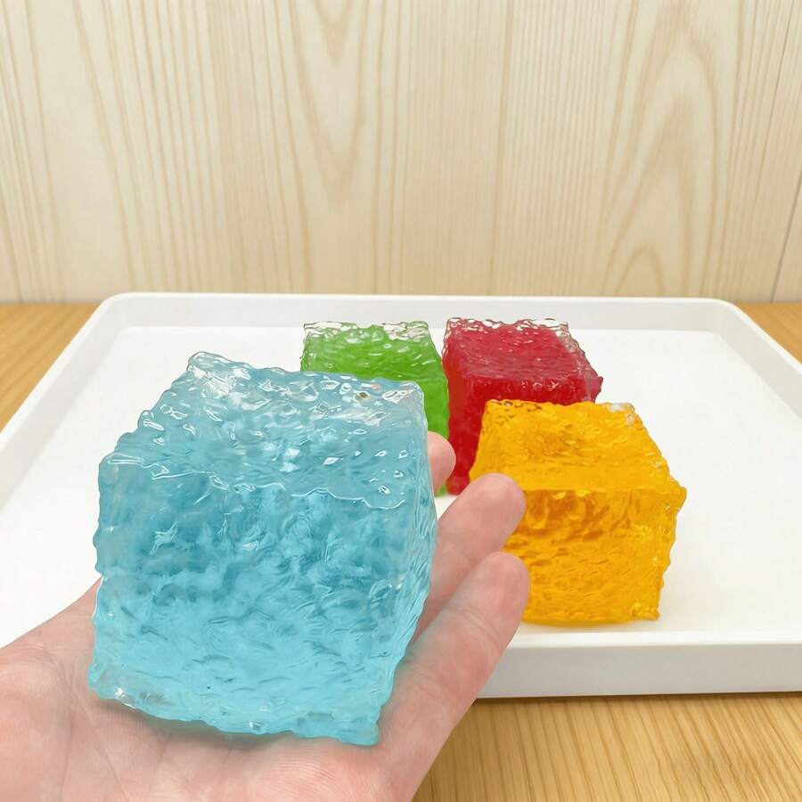 5,5 cm Cubo de azúcar texturizado esponjoso, pelota de azúcar con sensación granulada, juguete apretable de color caramelo, adecuado para adolescentes, estudiantes, oficina, regalo de cumpleaños, regalo festivo - Multicolor - Ver 1
