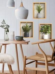 Simulated Niche, Green Plant Wall Sticker, Self-Adhesive, Removable, Stereoscopic Vision, Fake Door Opening, Potted Plant Sticker, Nordic Ins, Minimalist Plant Sticker, Entrance Hall, Living Room, Rental Room, Large White Wall Decoration Renovation - Wall Stickers - View 2